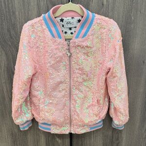 Lola + The Boys - Pretty in Pink Sequin Bomber Jacket Size 4